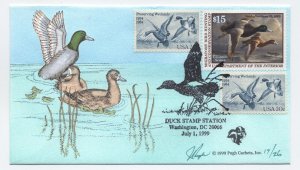 1999 duck stamp hand-painted Pugh first day cover RW66 [y9033]