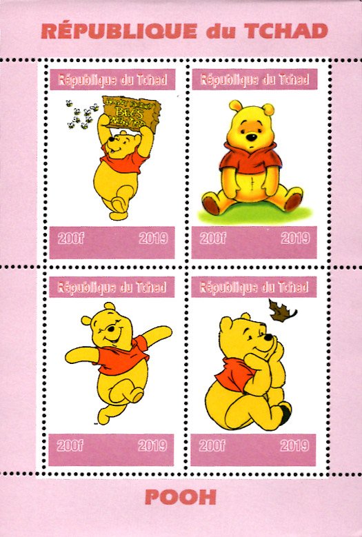 Chad 2019 Winnie the Pooh Bear Disney Cartoons 4v Mint S/S. (#40)