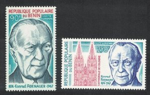 Benin Birth Centenary of Konrad Adenauer German statesman 2v 1976 MNH