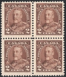 Canada SC#218 2¢ King George V Block of Four (1935) MNH