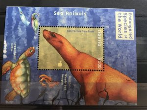 Liberia Souvenir Sheet, Mint NH, sea animals, endangered species of the world