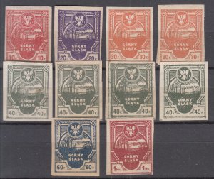 Upper Silesia - 1921 Gorny Slask imperforated stamp lot - MH (7029)