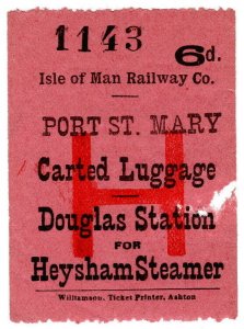 (I.B) Isle of Man Railway : Carted Luggage 6d (Heysham Steamer)