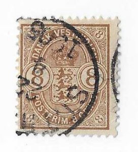 Danish West Indies Sc #30 8c brown used FVF