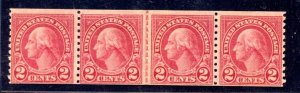 US SCOTT #599A VAR. JOINT LINE STRIP OF 4 W/ GOV PASTE-UP PF CERT