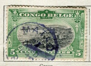 BELGIUM CONGO; 1910 early pictorial issue fine used 5c. value