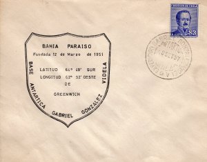 Chile 1957 ANTARCTIC COVER BASE GABRIEL GONZALEZ VIDELA POSTAL HISTORY