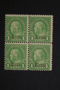 United States #658 Franklin Kans Overprint Blk Four 1929 MNH