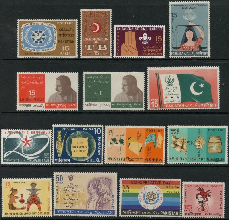 PAKISTAN Sc#232-245, 247 1967 Thirteen Complete Sets OG Mint Mostly NH