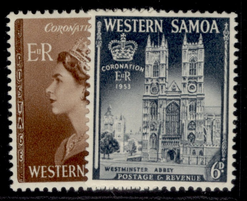 SAMOA QEII SG229-230, 1953 CORONATION SET, M MINT.