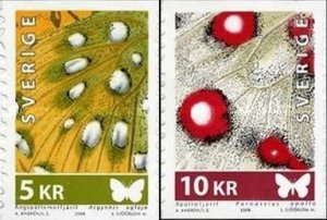 Sweden Schweden Suède 2008 Butterflies 5 and 10 kr set of 2 stamps MNH