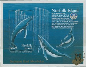 Norfolk Island 1995 SG595 Whales Jakarta MS MNH