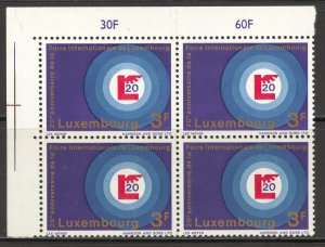 Luxembourg Scott 469 Block of 4 MNHOG - 1968 20th International Fair Issue