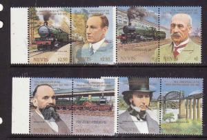 Nevis-Sc#438-41-unused NH set-Trains-Locomotives-Great Western Railroad-1985-