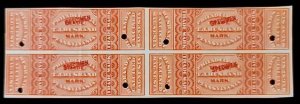 T.J. Husband 2c U.S. Internal Revenue RS140 Private Die Rare Specimen Block of 4