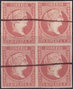 Cuba 1857 Sc 14 block used pen cancel