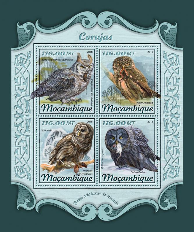 Z08 MOZ18113a Mozambique 2018 Owls MNH ** Postfrisch