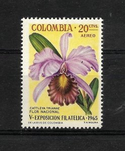 COLOMBIA 1965 5TH PHILATELIC EXHIBITION BOGOTA  NATIONAL FLOWER ORCHID MINT NH