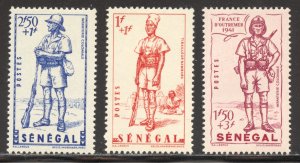 Senegal Scott B13-B15 Unused LHOG - 1941 Vichy Semi-Postals - SCV $3.75