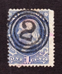 US O35 1c Navy Department Used Official Avg w/ 3 Ring 2 Fancy Cancel