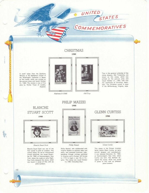 White Ace United States 1980 Stamp Album Pages 186 to 192