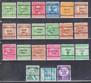 Precancels - Oakland, CA - 21 Different Bureau Issues