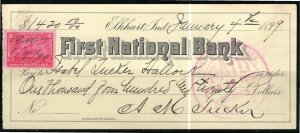 USA; 1898: Sc. # R164: Used Single stamp on check