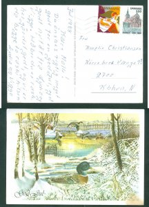 Denmark. Christmas Card 1988. Seal+ 3.00 Kr. Ducks,Lake,Winter. See Condition.