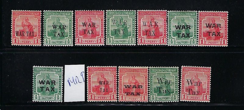 TRINIDAD & TOBAGO- SCOTT #MR1-MR8/MR10-MR13 1917-18 WAR TAX- MINT HINGED