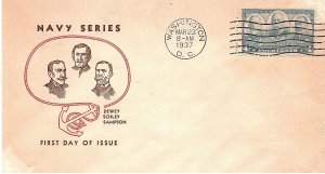 USA 1936-37 Scott 785-794 Complete set Army-Navy FDC scv $85.00