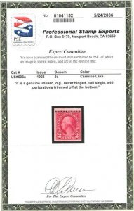 US SCOTT #606a Coil Single, Mint-NH, Perfs Trimmed Off, PSE Cert from garyposner