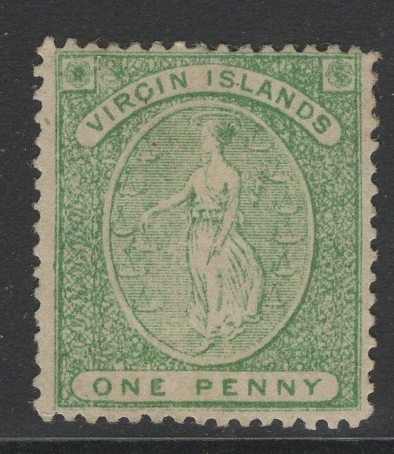 VIRGIN ISLANDS SG8 1868 1d YELLOW-GREEN MTD MINT