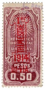 (I.B) Uruguay Revenue : General Duty 50c (1914)