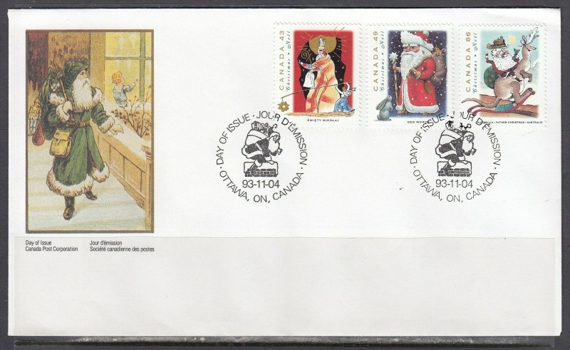 Canada Scott 1499-1501 Combo FDC - 1993 Christmas Issue