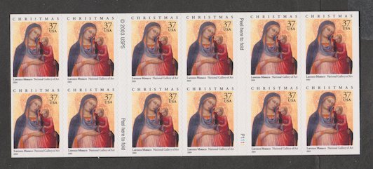U.S. Scott Scott #3879a Madonna & Child Stamps - Mint NH Booklet Pane