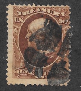 O72  Used, 1c. Treasury Dept. scv: $10, FREE INSURED SHIPPING