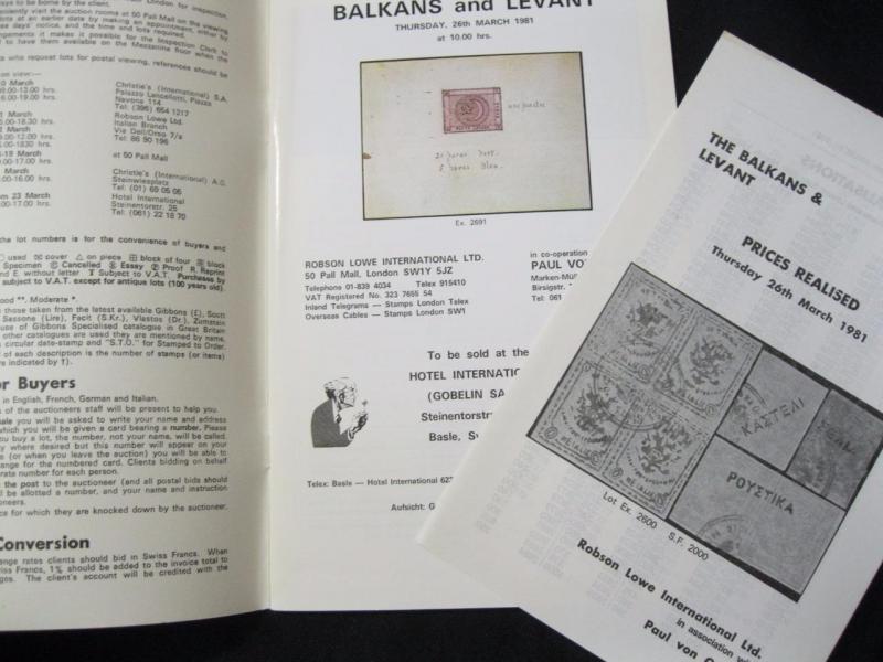 ROBSON LOWE AUCTION CATALOGUE 1981 BALKANS AND LEVANT