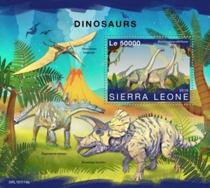 Sierra Leone - 2019 Dinosaurs on Stamps - Stamp Souvenir Sheet - SRL191114b