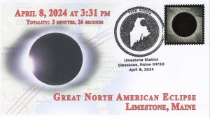 24-047, 2024, Total Eclipse 2024,  Event Cover, Pictorial Postmark, Limestone ME