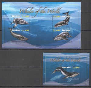 A0091 2010 SIERRA LEONE FISH & MARINE LIFE WHALES OF THE WORLD FAUNA KB+BL MNH