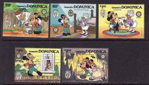 Dominica-Sc#919-23-unused NH set-Tom Sawyer-Mark Twain-1985-