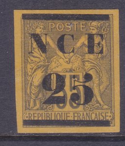 New Caledonia 4 Mint OG 1881 25c on 35c SIGNED IMPERF Issue Scv $300.00