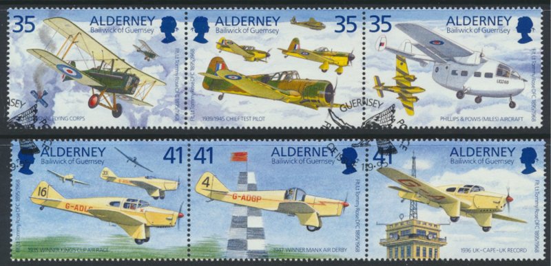 Alderney SG A78a-81a SC# 88-89  Aircraft Used strips of 3  each see scan