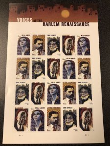 US 5471-74 VOICES OF THE HARLEM RENAISSANCE Forever Sheet of 20 MNH