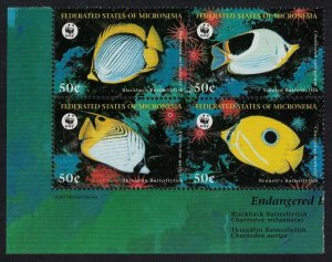 Micronesia WWF Butterflyfishes 4v Block of 4 1997 MNH SG#579-582