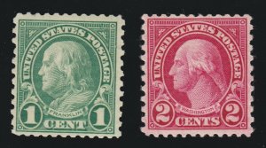 US 578 & 579 1c-2c Washington Franklin VF OG NH SCV $290