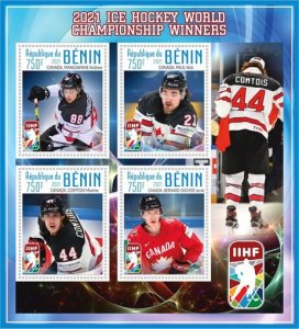 Stamps. Sports Ice Hockey Benin 2021 year 1+1 sheets perforated