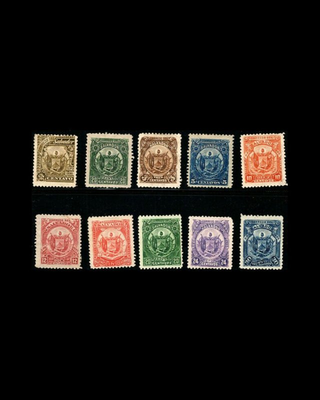 VINTAGE: EL SALVADOR 1896 OGLH,BH,LHR SCOTT#O13-24 $48.25 LOT# ELS1896Z