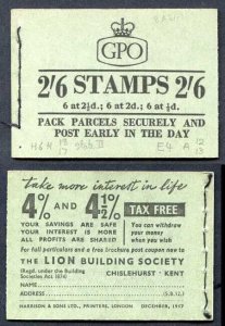 F61 2/6 Booklet Dec 1957 2d pane Inverted Good Perfs