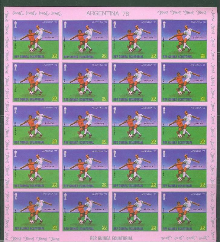 EQUATORIAL GUINEA WORLD CUP SOCCER 1978 SHEETS CONTAINING 20  IMPERF